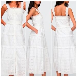 Gap x Doen Eyelet Midi Dress Off White Medium Angel Core Summer Beachy New $158